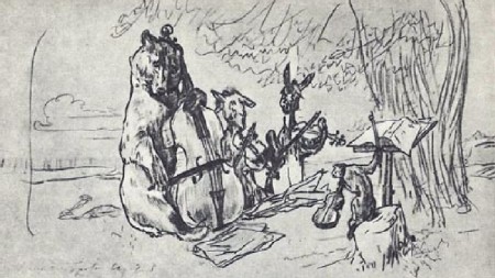 Ivan Krylov's fables, illustration by Serov
